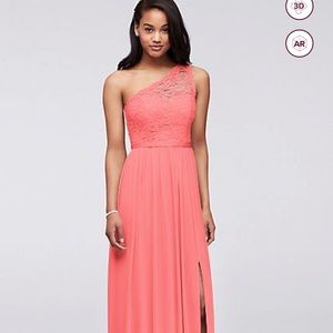 Long One Shoulder Lace Bridesmaid Dress